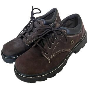 Skechers Parties Mate Shoes Womens 9 Brown Oxford Chunky Lace Up Jammers 90s Y2K